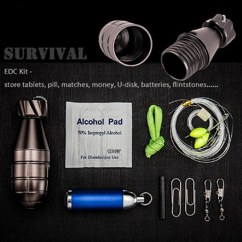 edcfans Waterproof Pill Container with Keychain, Emergency Glass Breaker, EDC Gadgets Storage for Travel, Outdoor