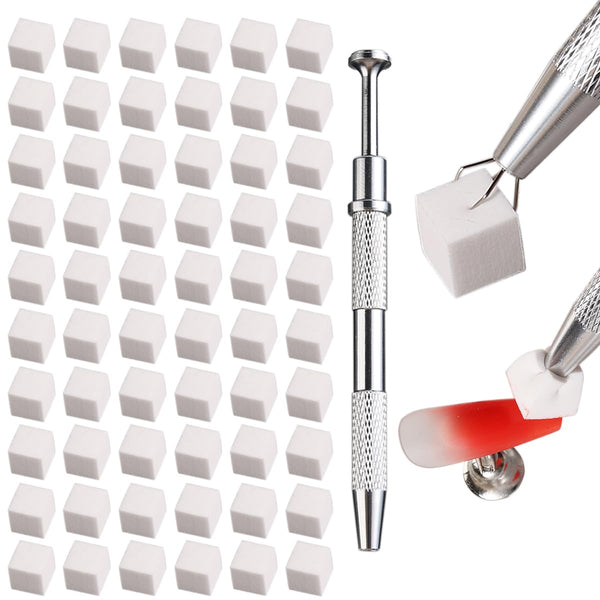100Pcs Soft Nail Sponges for Ombre, Nail Art Sponges with Grabbing Pen, Professional Manicure Tools and Accessories