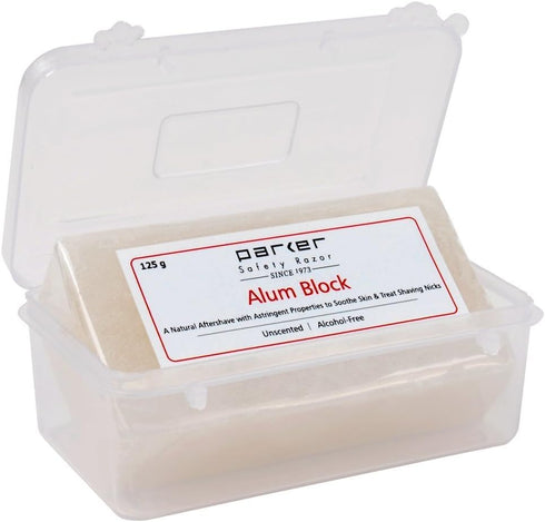 Parker Large Alum Block with Travel Case (125 g./4.4 oz.) - Natural Aftershave with Antiseptic Properties