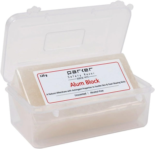 Parker Large Alum Block with Travel Case (125 g./4.4 oz.) - Natural Aftershave with Antiseptic Properties