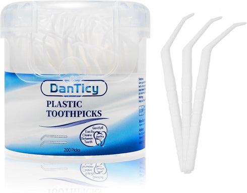 Interdental Toothpicks, Disposable Plastic Curved Hook Toothpicks, 200PCS for Daily Care
