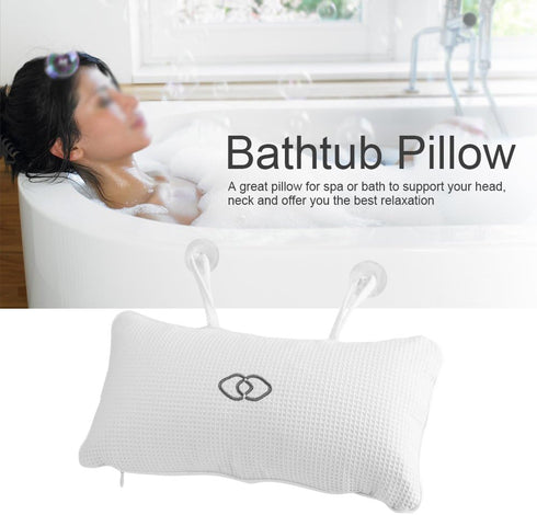 Non-Slip Bathtub Pillow | Spa Pillow Bath Cushion with Suction Cups for Head Neck Support in Spa or Bath