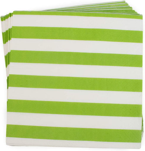 Disposable Striped Chevron Polka Dot Green Paper Party Napkins - 60 Count