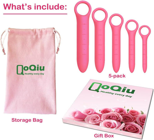 QoQiu 5-Pack Silicone Dilators for Pelvic Floor for Women with Fine Scales, Pelvic Wand MassagerPelvic Floor Muscle