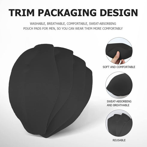 3D Men Enlarge Front Pad, 4 PCS Thickened Sponge Cushion Swim Trunks Cup Crotch Pad - Protection Enhancement Cup Pouch