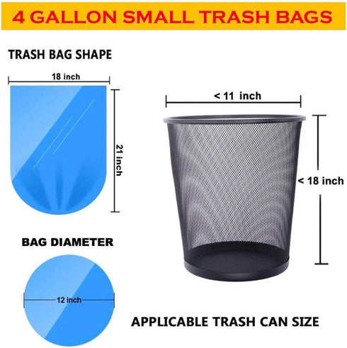 4 Gallon Trash Bag (120 Bags), CCLINERS Small Bathroom Garbage Can Liners for Home Kitchen and Office
