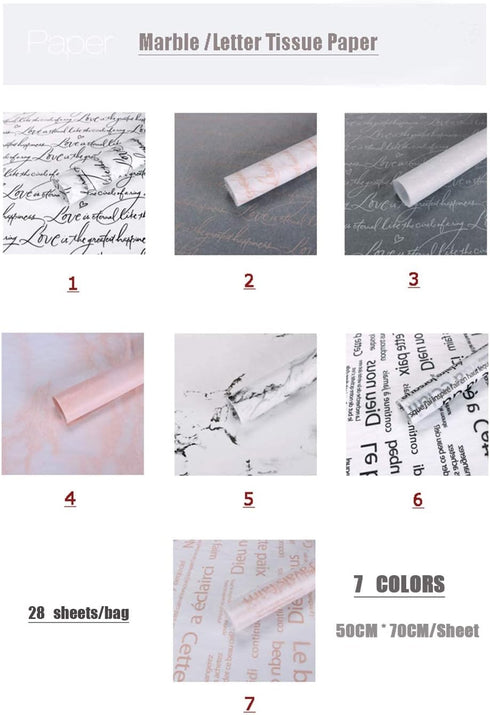 Letter Flower Gift Wrapping Tissue Paper 28pcs for Shoes, Clothes Packing, Christmas, Valentine's Day, 20×28 inch