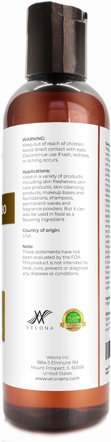 Polysorbate 80 by Velona, 4 Fl Oz | Solubilizer, Food & Cosmetic Grade for Cooking, Skin Care, Bath Bombs
