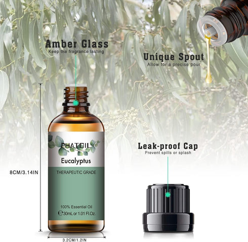 Pure Eucalyptus Essential Oil 30ML for Diffuser, Humidifier, Aromatherapy, DIY Soap, Candle, Bath Bombs