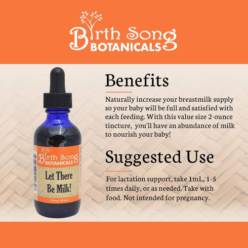Let There Be Milk! Herbal Breastfeeding Tincture for Lactating Moms with Fenugreek, 2oz Bottle