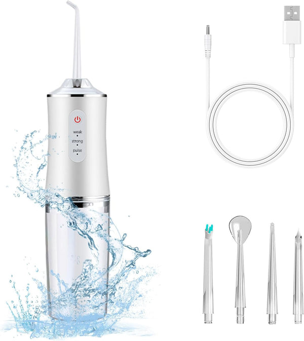 Cordless Electric Water Flosser for Teeth, 3 Modes, 4 Jet Tips, Portable Dental Floss Irrigator for Adults, Rechargeable