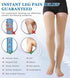 MGANG Medical Thigh High Compression Stockings, Pair, Open Toe, 20-30 mmHg, Beige M for Men & Women