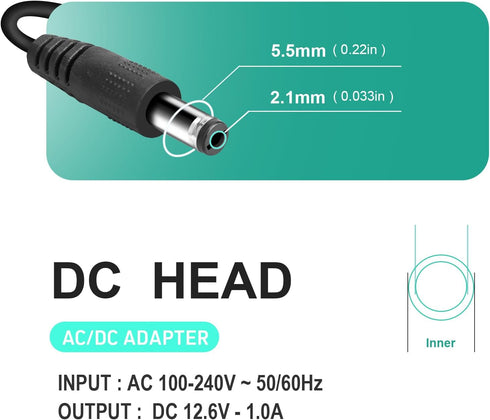 YDRANT 12v 12v 12.6v 1.0A 12.6v 12V) Massage Gun Charger ~ Charger for (Universal Massage Gun Power Cord Switch Power