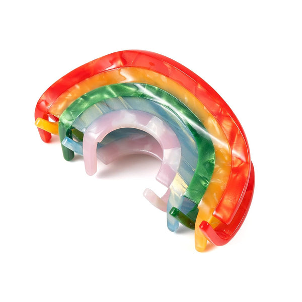 Rainbow Hair Claw Clip, Non Slip 3inch Acrylic Acetate Jaw Barrettes for Women Girls, Cute Hair Accessory