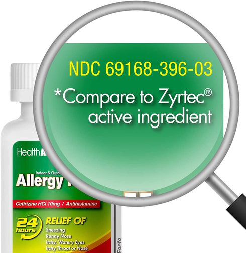 HealthA2Z 10mg, 300 Count (Pack 1), Allergy Relief, Cetirizine Dye Free, All Day Allergy Relief, Indoor & Outdoor