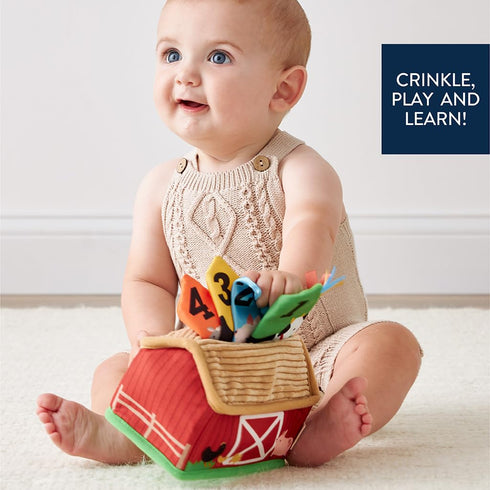 Itzy Ritzy Sensory Scarves Farm-Themed Put-and-Take Scarf Toy for Babies & Toddlers Teaches Animals, Numbers, Colors