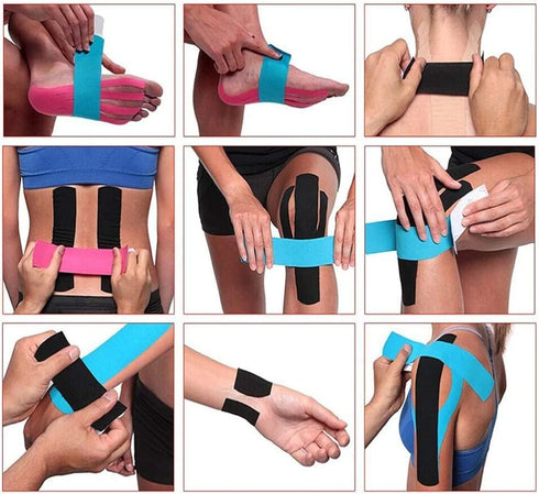 6 Rolls Waterproof Kinesiology Tape - Athletic Elastic Muscle Pain Relief for Gym Fitness Running (6 Colors)