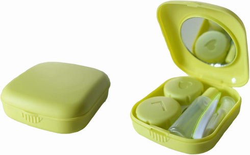 Contact Lens Case, 2 Pack Portable Contact Lens Box Kit with Mirror, Compact Soak Storage Kit for Travel