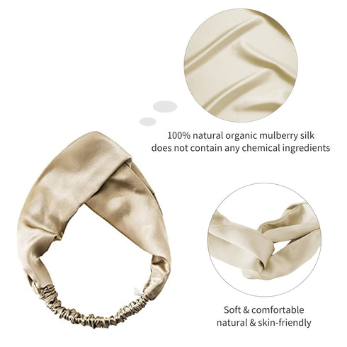 ZIMASILK 100% Mulberry Silk Twisted Headband Hair Wrap Accessory for Women (Taupe)