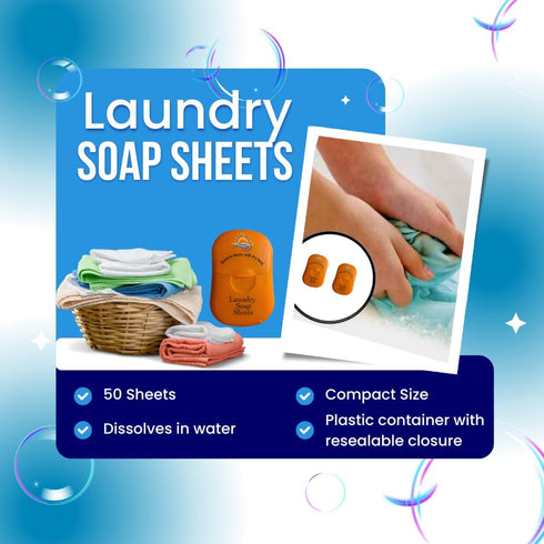 Travel Laundry Detergent Sheets, Portable and Efficient, 50-count, Great for Camping, Dorms, and Travel