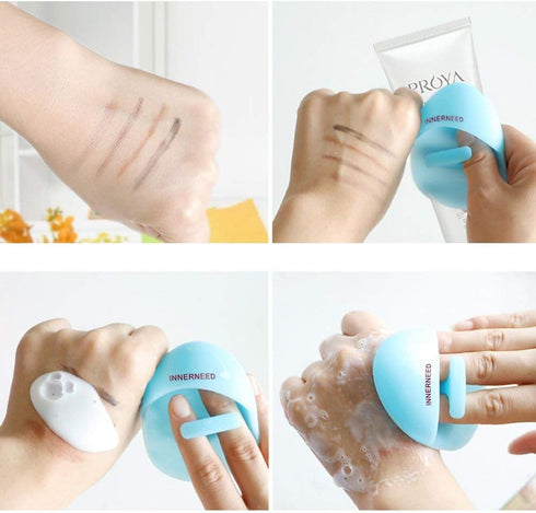 INNERNEED Super Soft Silicone Face Cleanser and Massager Brush, Manual Facial Cleansing Scrubber, Pack of 4