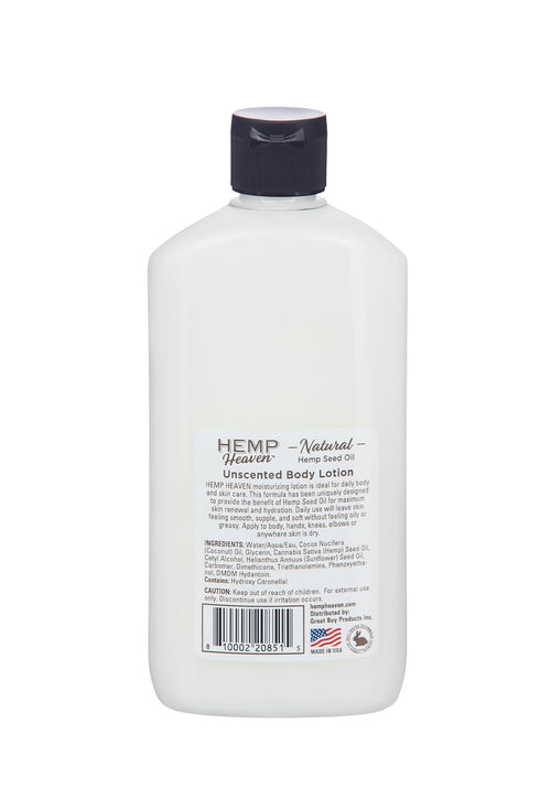 Unscented Body Lotion Natural Hemp Seed Oil - Moisturizing & Soothing Skincare, Paraben-Free, 18 Oz for Sensitive Skin