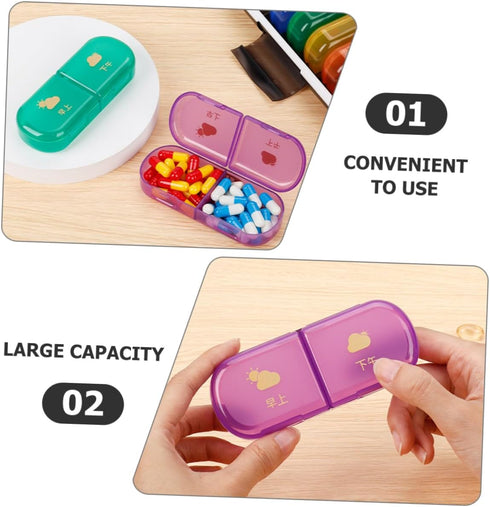 Holibanna Travel Medicine Organizer Case Cute Day Pill Holder with Break Resistant Compartments Portable Storage