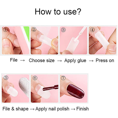 Square Nail Tips Half Cover, 500Pcs Clear Acrylic French Short False Nails with Box