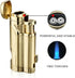 Cigar Torch Lighter with Punch, Butane Refillable, 2 Jet Flame, Windproof (Gold)