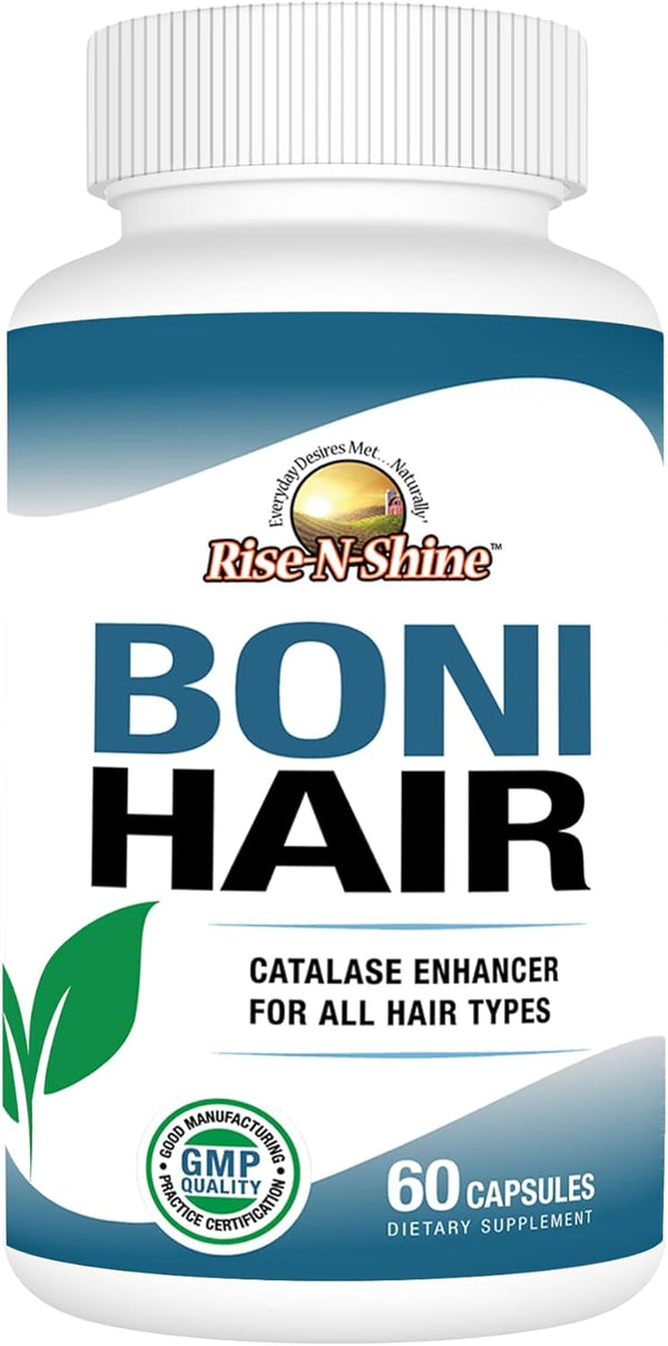 Rise-N-Shine BoniHair Catalase Supplement for Vibrant, Youthful Hair Support - 10,000 IU Catalase with Saw Palmetto,