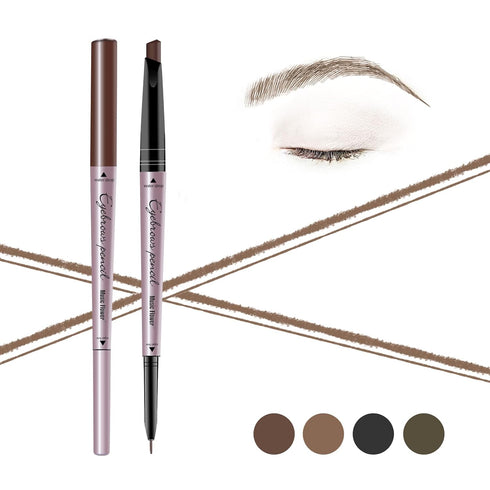 Music Flower Double Ended Eyebrow Pencil, Waterproof Natural Brow Enhancing Pen, Long Lasting Makeup, Light Brown