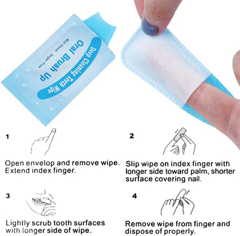 Oral Finger Wipes for Teeth Whitening, Mint Flavor, 50 Pcs Oral Cleaning Wipes
