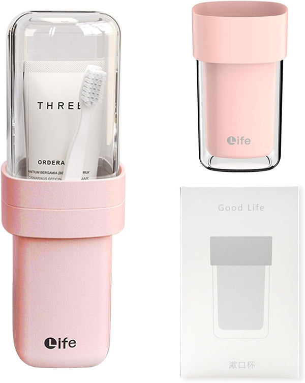 Portable Travel Toothbrush Case, Toothbrush Storage Organizer for Bathroom and Travel (Pink)