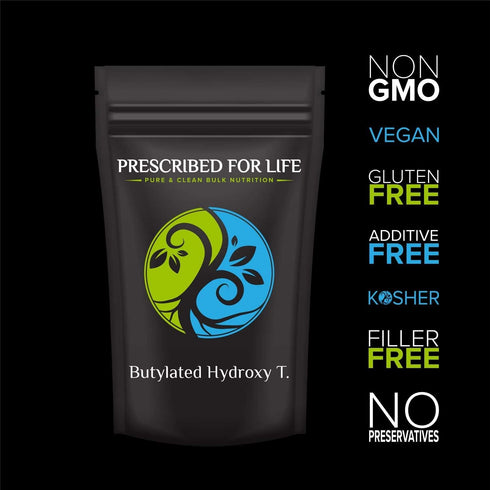 Prescribed For Life BHT Powder, Powdered Butylated Hydroxytoluene for Food Preservation, Vegan, 4oz