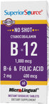 Superior Source No Shot Vitamin B-12, 1000 mcg, B-6, Folic Acid 400 mcg, 60 Sublingual Tablets