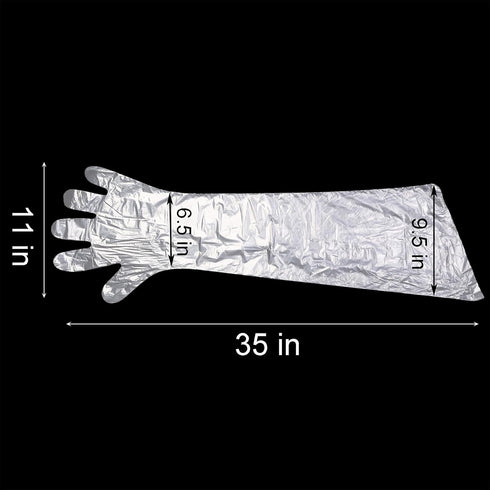 Okllen 100 Pcs Disposable Dressing Gutting Glove, 35 Inch Shoulder Length Extra Long Disposable Gloves, Hunting Field Dressing Gloves for Veterinarians Deer Cleaning Gutting