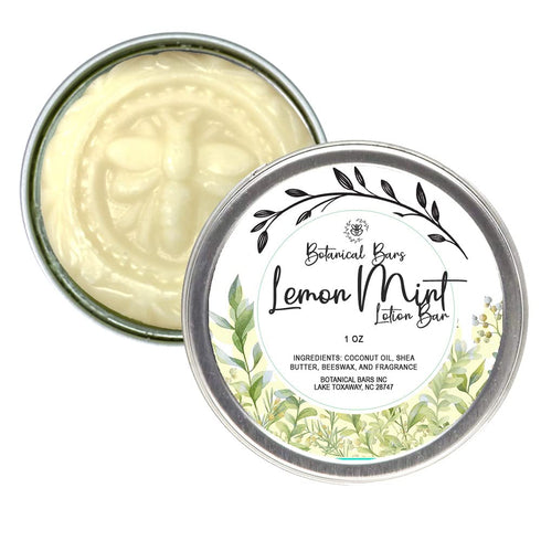 Lemon Mint Lotion Bar, All Natural Lotion in Tin