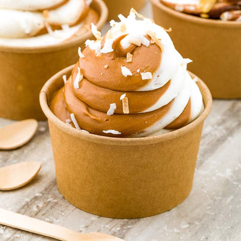 Coppetta 5-Ounce Dessert Cups, 50 Disposable Ice Cream Cups - Lids Sold Separately, Sturdy Kraft Paper Frozen Yogurt