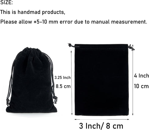 Tendwarm 20 Pcs Mini Size Black Velvet Bags, 3x3.9 Inches with Drawstring for Candy Jewelry Pouch Bags