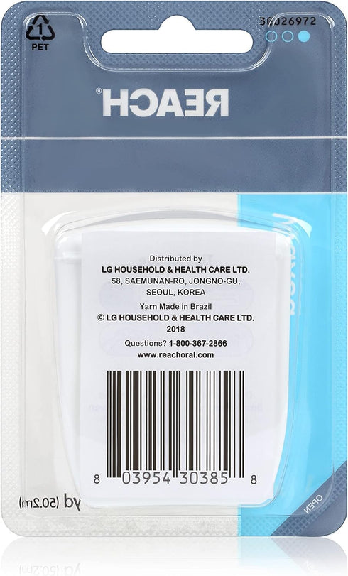Reach Unflavored Waxed Dental Floss for Oral Care & Removal of Plaque & Food from Teeth & Gum Line, Accepted by The American Dental Association (ADA), Unflavored, 55 yds (Pack of 6)