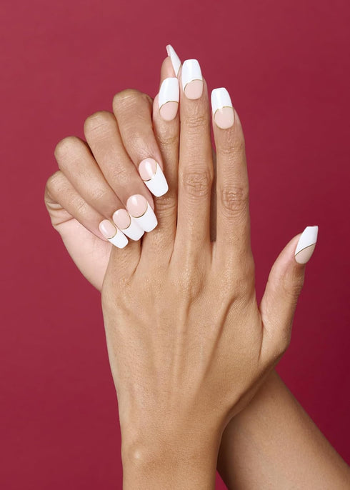 ohora Semi Cured Gel Nail Strips (N Sylph) - White French, Works with Any UV/LED Lamps, Salon-Quality