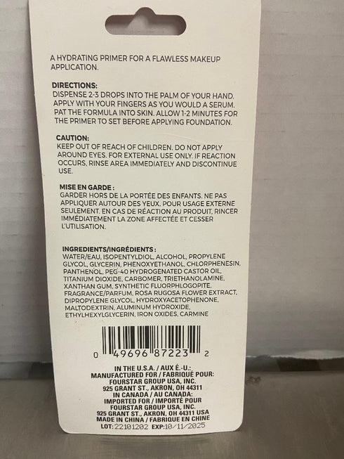 Hydrating Primer Serum Infused With Rose Oil .5 oz