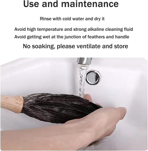 Feather Duster - Genuine Ostrich Feathers with Wooden Handle, Reusable Handheld Cleaning Supplies, Gray and Brown