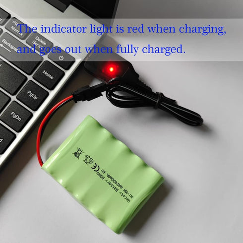 6V AA Battery Pack, Upgrade 2400mAh Rechargeable NiMH Battery Pack with Charge Cable, SM 2P Plug