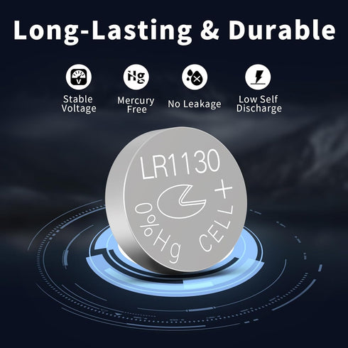 PKCELL LR1130 LR54 AG10 389 390 1.5V (10 Count (Pack 1)) Battery Button Cell Battery Alkaline Button Batteries