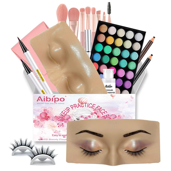 Makeup Practice Face Board, 3D Silicone Half Face for Eyelash and Eye Shadow Practice for Students and Beginners