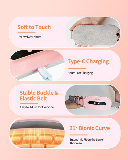 Upgraded Heating Pad for Period Cramps, Cordless Portable Heating Pad with 3 Heat Levels & Massage Modes for Relief