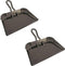 Edward Tools Extra Large Metal Dust Pan - 17” Heavy Duty, Rubber Grip Loop Handle, 2 Pack