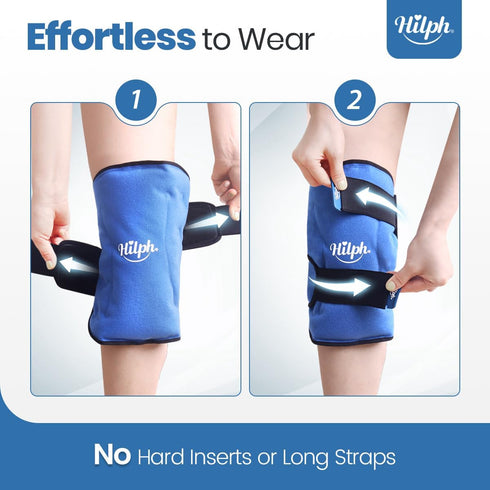 Hilph Knee Ice Pack Wrap, Reusable Gel Ice Wrap for Knee Pain Relief, Hot Cold Compress Therapy for Arthritis, ACL