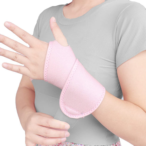 2 Pack Adjustable Wrist Support Brace for Carpal Tunnel, Arthritis, Tendinitis, Joint Pain Relief (Pink)